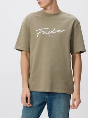 Reserved - T-shirt comfort z nadrukiem - jasnozielony