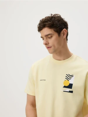 Reserved - T-shirt comfort z nadrukiem - jasnożółty