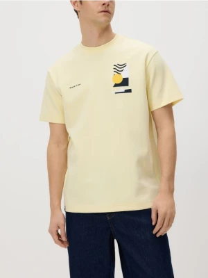 Reserved - T-shirt comfort z nadrukiem - jasnożółty