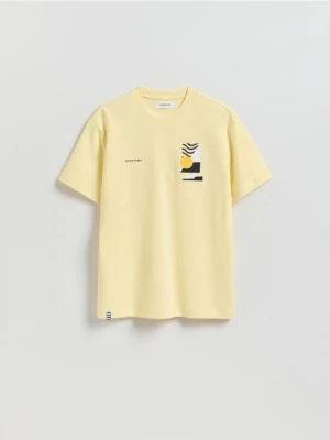Reserved - T-shirt comfort z nadrukiem - jasnożółty