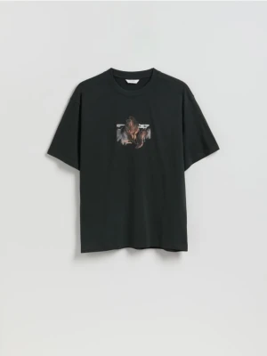 Reserved - T-shirt comfort z nadrukiem - jasny zielony