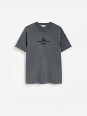 Reserved - T-shirt comfort z nadrukiem - szary