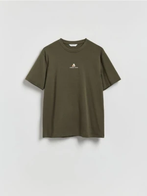 Reserved - T-shirt comfort z nadrukiem - zielony