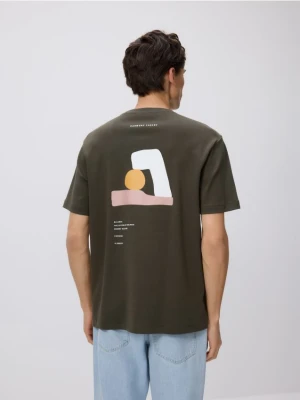 Reserved - T-shirt comfort z nadrukiem - zielony