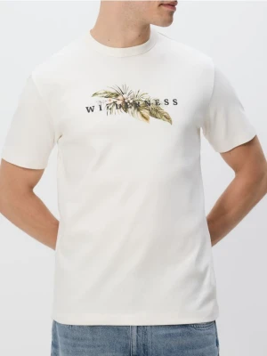 Reserved - T-shirt comfort z nadrukiem - złamana biel