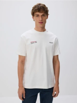 Reserved - T-shirt comfort z nadrukiem - złamana biel