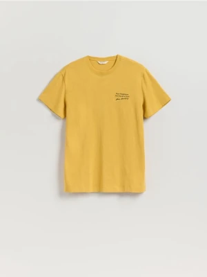 Reserved - T-shirt comfort z nadrukiem - żółty