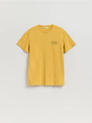 Reserved - T-shirt comfort z nadrukiem - żółty