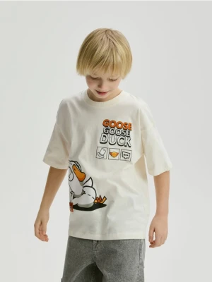 Reserved - T-shirt Goose Goose Duck - złamana biel