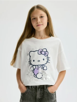 Reserved - T-shirt Hello Kitty - złamana biel