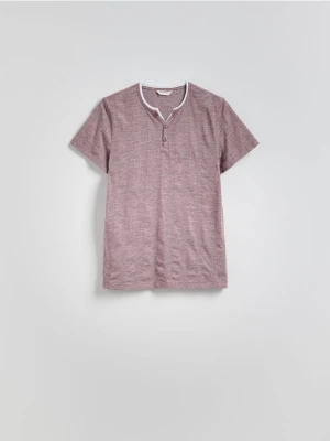 Reserved - T-shirt henley slim fit - bordowy