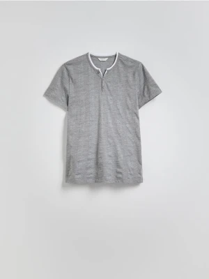 Reserved - T-shirt henley slim fit - ciemnoszary