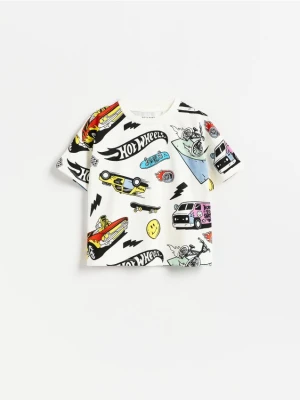 Reserved - T-shirt Hot Wheels - złamana biel