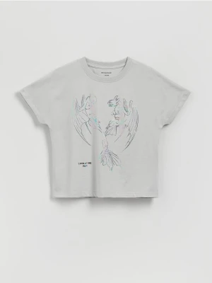 Reserved - T-shirt Jak wytresować smoka - jasnoszary
