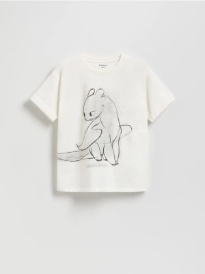 Reserved - T-shirt Jak wytresować smoka - złamana biel