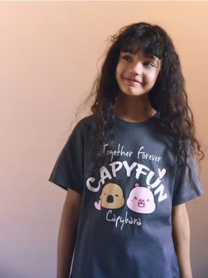 Reserved - T-shirt Kapibara CapyFun - ciemnoszary