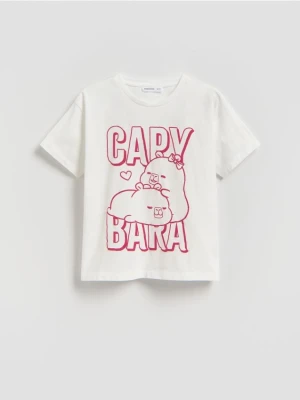 Reserved - T-shirt Kapibara CapyFun - złamana biel