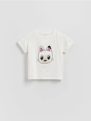 Reserved - T-shirt Koci Domek Gabi - złamana biel