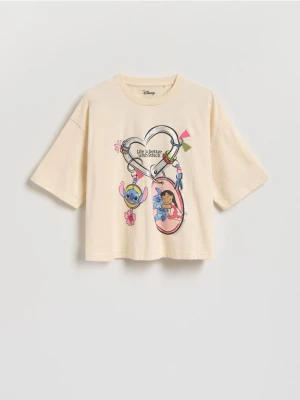 Reserved - T-shirt Lilo i Stitch - kremowy