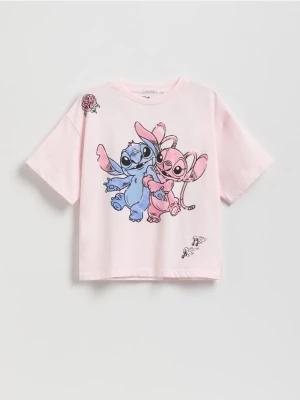 Reserved - T-shirt Lilo i Stitch - pastelowy róż