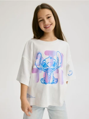 Reserved - T-shirt Lilo i Stitch - złamana biel