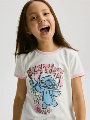 Reserved - T-shirt Lilo i Stitch - złamana biel