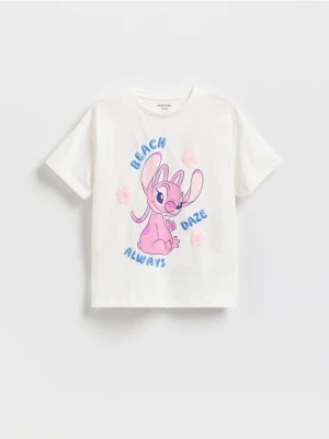 Reserved - T-shirt Lilo i Stitch - złamana biel