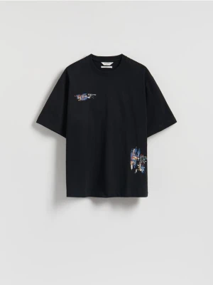 Reserved - T-shirt loose fit z nadrukiem - czarny