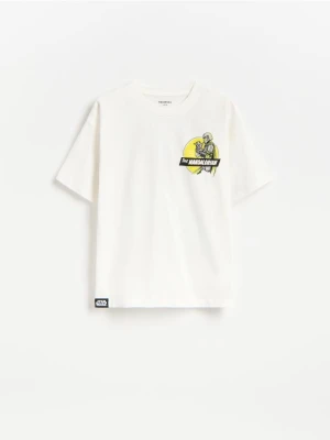 Reserved - T-shirt Mandalorian i Grogu - złamana biel