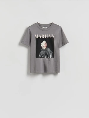 Reserved - T-shirt Marilyn Monroe - ciemnoszary