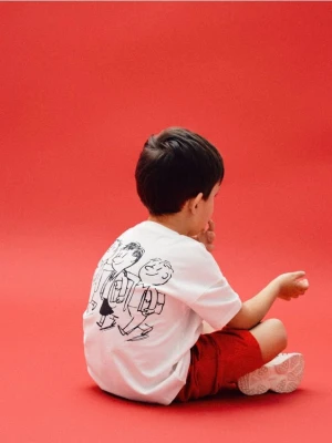 Reserved - T-shirt Mikołajek - złamana biel