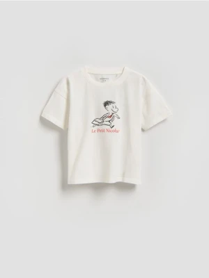 Reserved - T-shirt Mikołajek - złamana biel