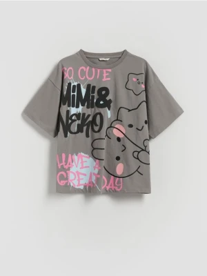 Reserved - T-shirt Mimi & Neko - ciemnoszary