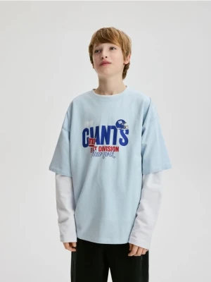 Reserved - T-shirt New York Giants - jasnoniebieski