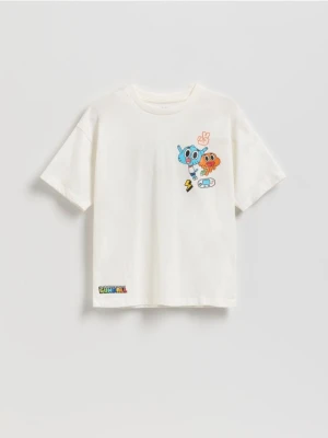 Reserved - T-shirt Niesamowity Świat Gumballa - złamana biel