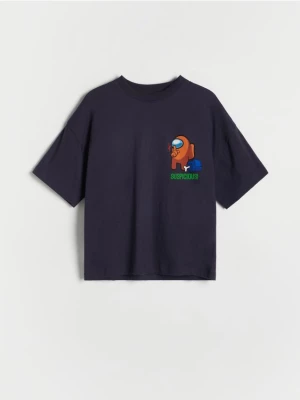 Reserved - T-shirt oversize Among Us - granatowy