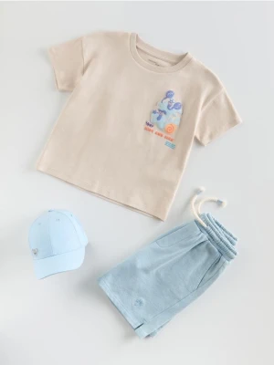 Reserved - T-shirt oversize - beżowy
