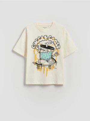 Reserved - T-shirt oversize - biały