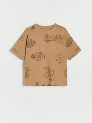 Reserved - T-shirt oversize - brązowy