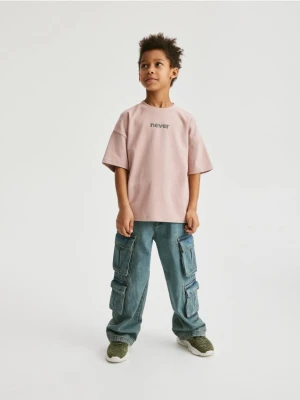 Reserved - T-shirt oversize - brudny róż