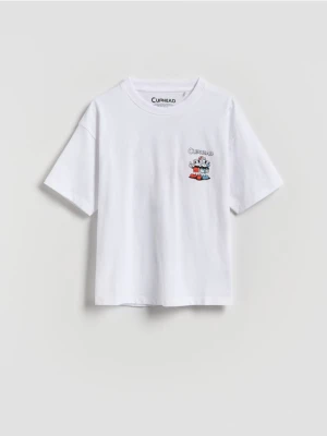 Reserved - T-shirt oversize Cuphead - biały