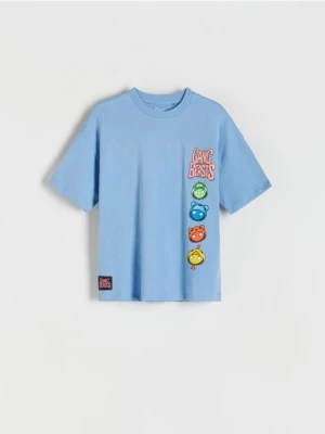 Reserved - T-shirt oversize Gang Beast - niebieski