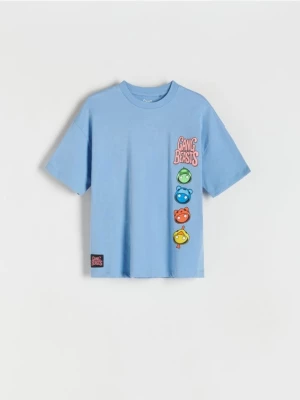 Reserved - T-shirt oversize Gang Beast - niebieski