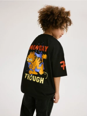 Reserved - T-shirt oversize Garfield - czarny