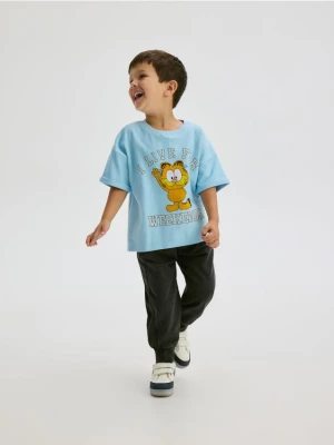 Reserved - T-shirt oversize Garfield - jasnoniebieski