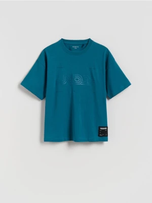 Reserved - T-shirt oversize - jasnoturkusowy