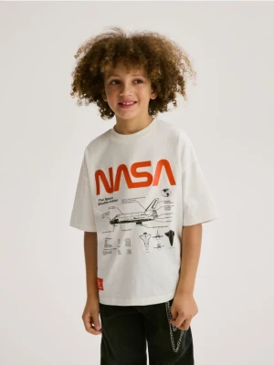 Reserved - T-shirt oversize NASA - złamana biel