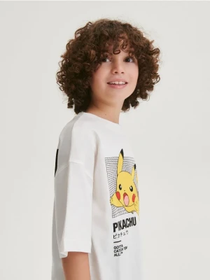 Reserved - T-shirt oversize Pokémon - złamana biel