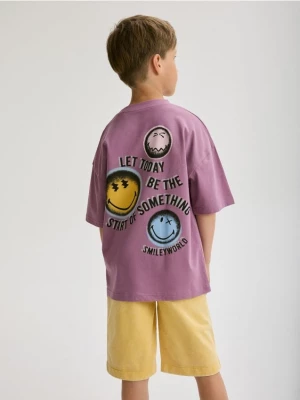 Reserved - T-shirt oversize SmileyWorld® - fioletowy