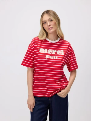 Reserved - T-shirt oversize w paski - wielobarwny